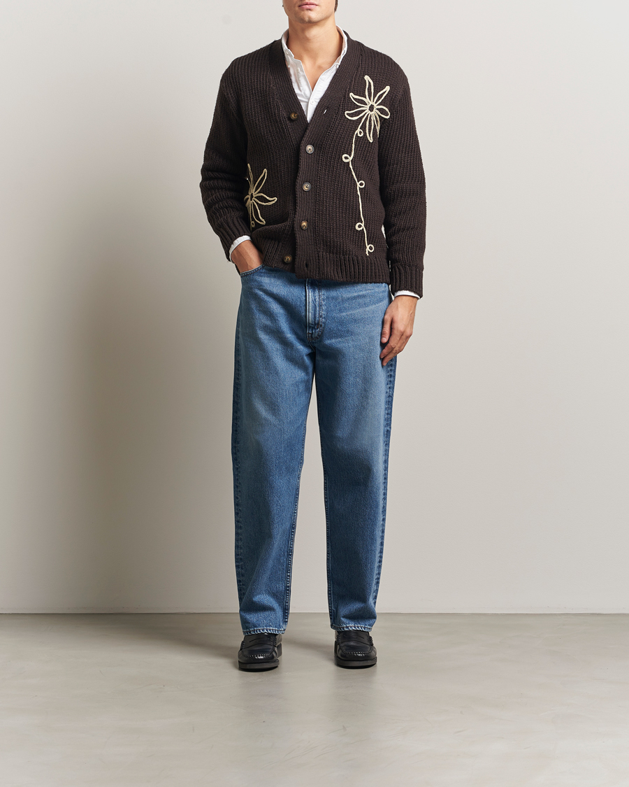 Hombres | Jerséis y prendas de punto | NN07 | Mika Knitted Flower Cardigan Dusky Port