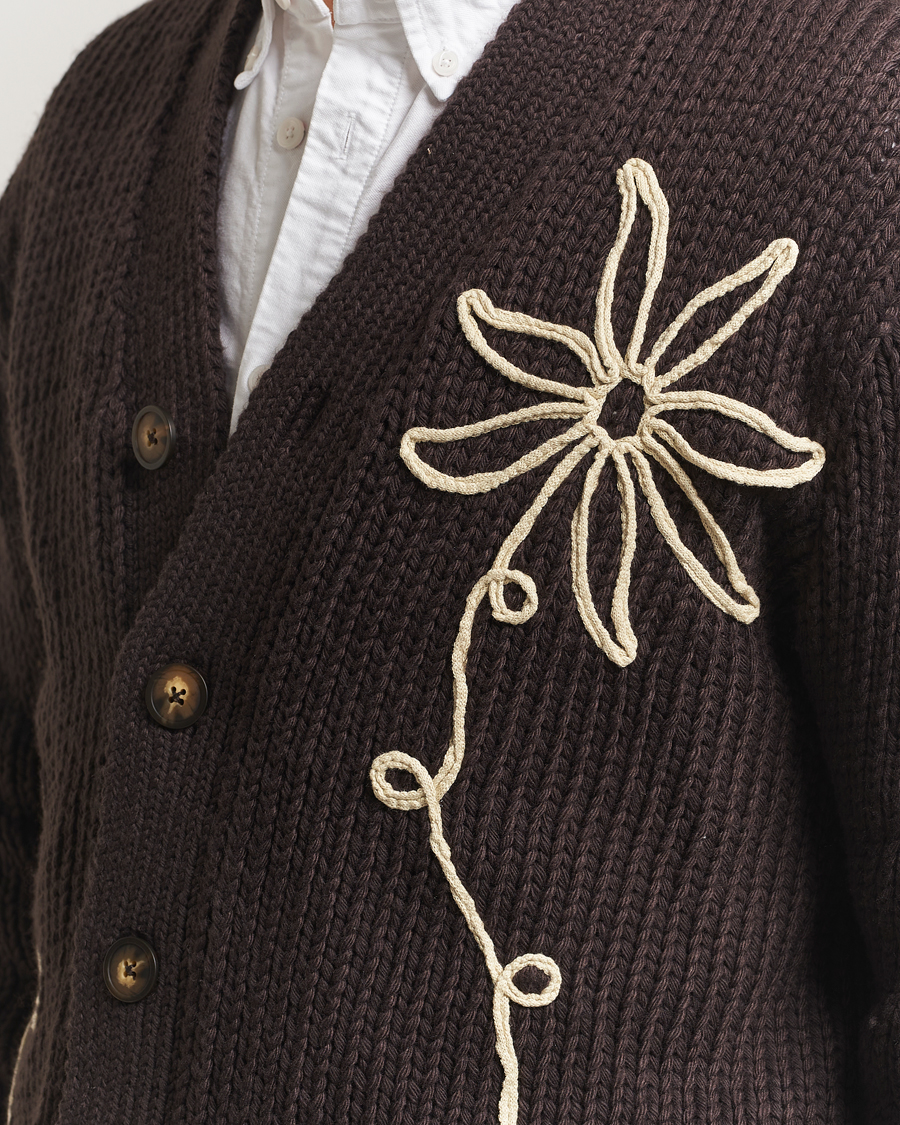 Hombres | Jerséis y prendas de punto | NN07 | Mika Knitted Flower Cardigan Dusky Port