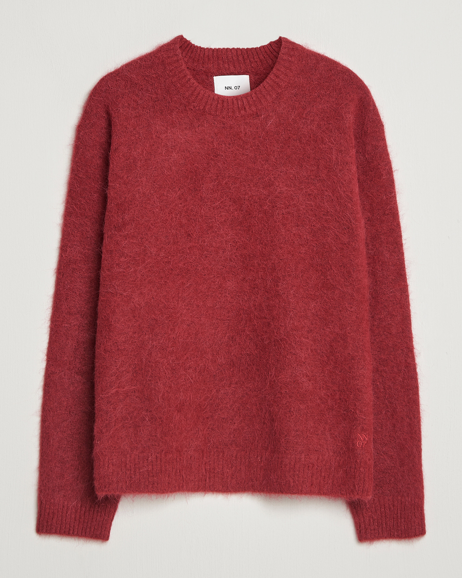 Hombres | Jerséis y prendas de punto | NN07 | Russell Alpaca Knitted Crew Neck Cranberry