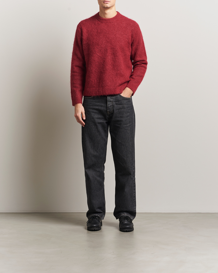 Hombres | Jerséis y prendas de punto | NN07 | Russell Alpaca Knitted Crew Neck Cranberry