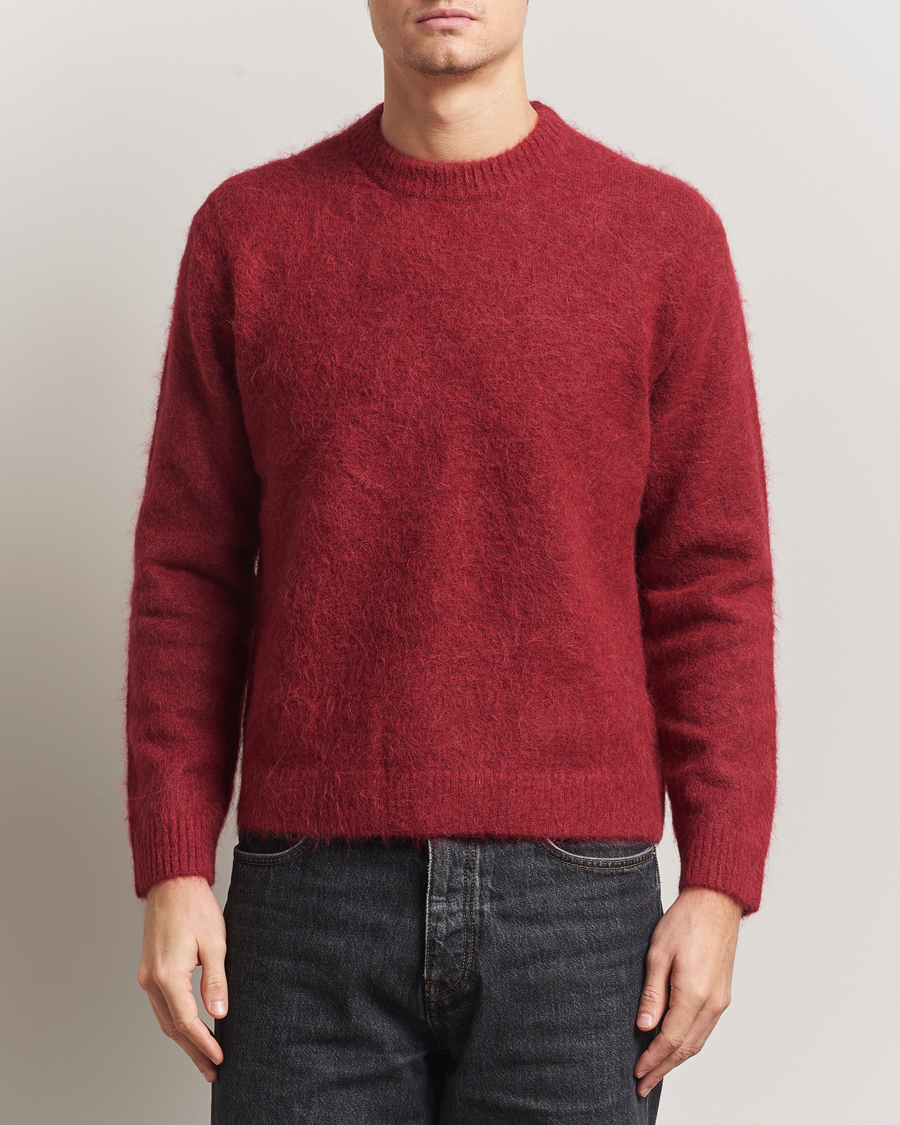 Hombres | Jerséis y prendas de punto | NN07 | Russell Alpaca Knitted Crew Neck Cranberry