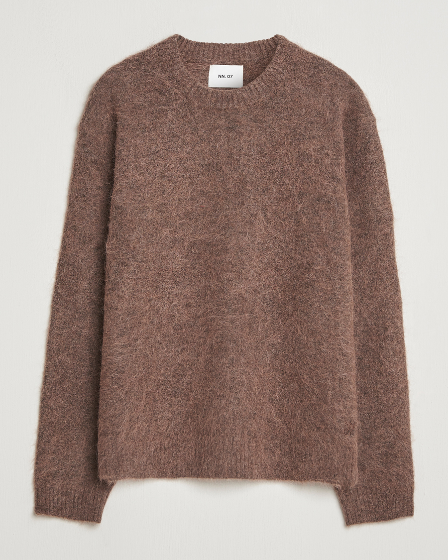 Hombres | Jerséis y prendas de punto | NN07 | Russell Alpaca Knitted Crew Neck Mable Husk