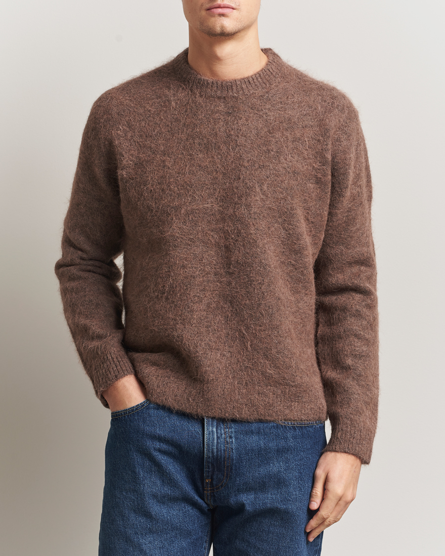 Hombres | Jerséis y prendas de punto | NN07 | Russell Alpaca Knitted Crew Neck Mable Husk