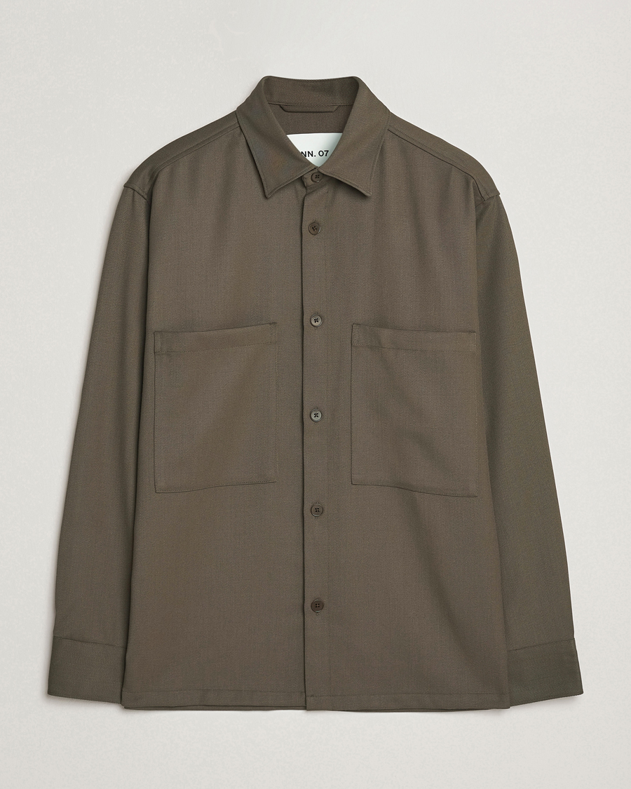 Hombres | Camisas | NN07 | Freddy Wool/Tencel Overshirt Mable Husk
