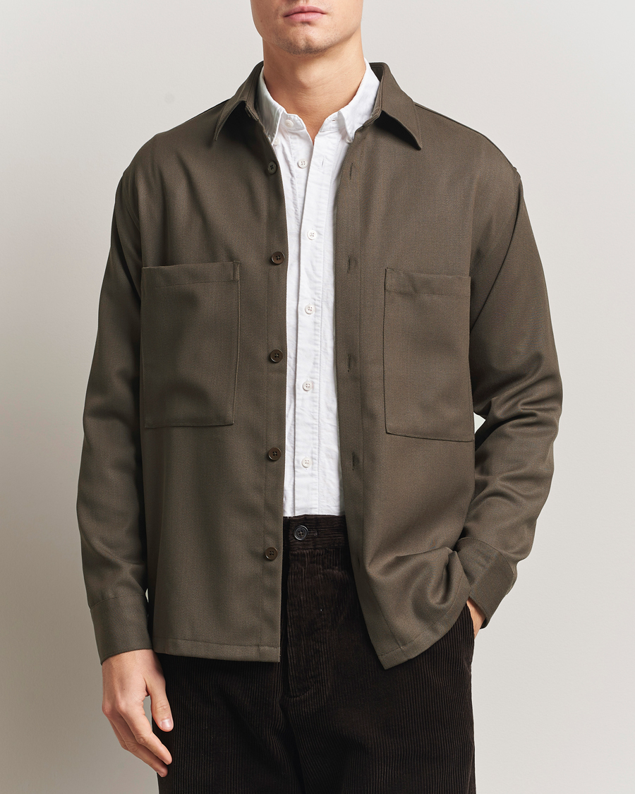 Hombres | Camisas | NN07 | Freddy Wool/Tencel Overshirt Mable Husk
