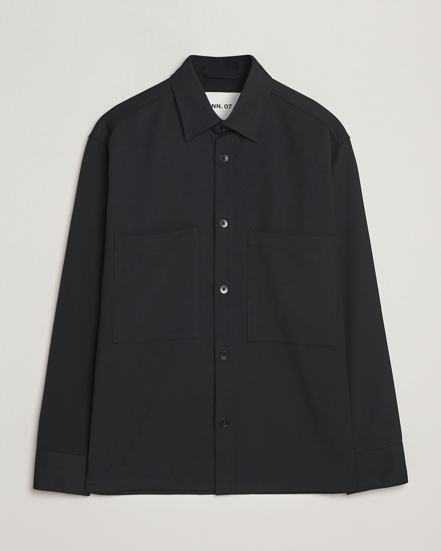 Hombres | Camisas | NN07 | Freddy Wool/Tencel Overshirt Black