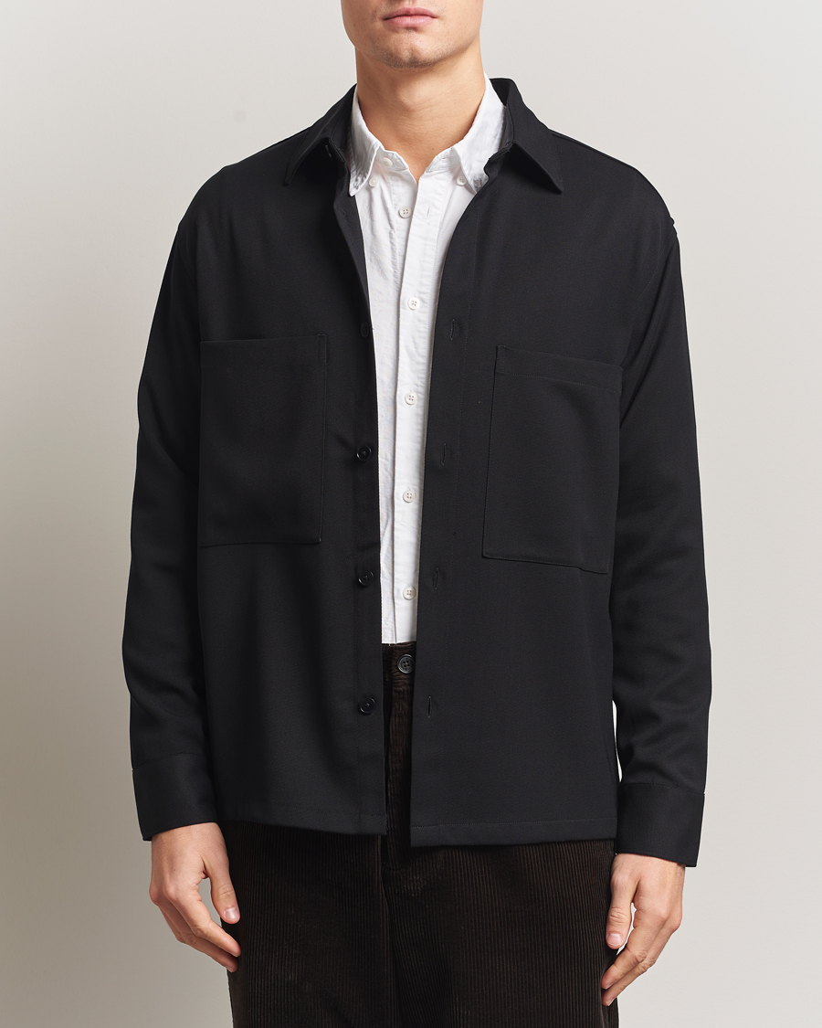 Hombres | Camisas | NN07 | Freddy Wool/Tencel Overshirt Black