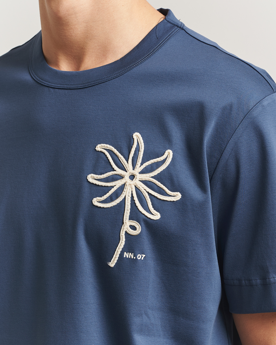 Hombres | Camisetas | NN07 | Pedro Embroidered T-Shirt Denim Blue