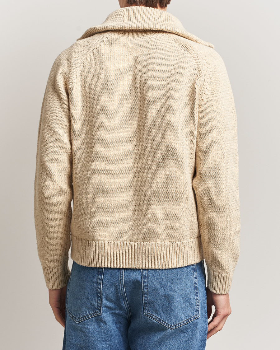 Hombres | Jerséis y prendas de punto | NN07 | Tristan Heavy Knitted Half Zip Ecru