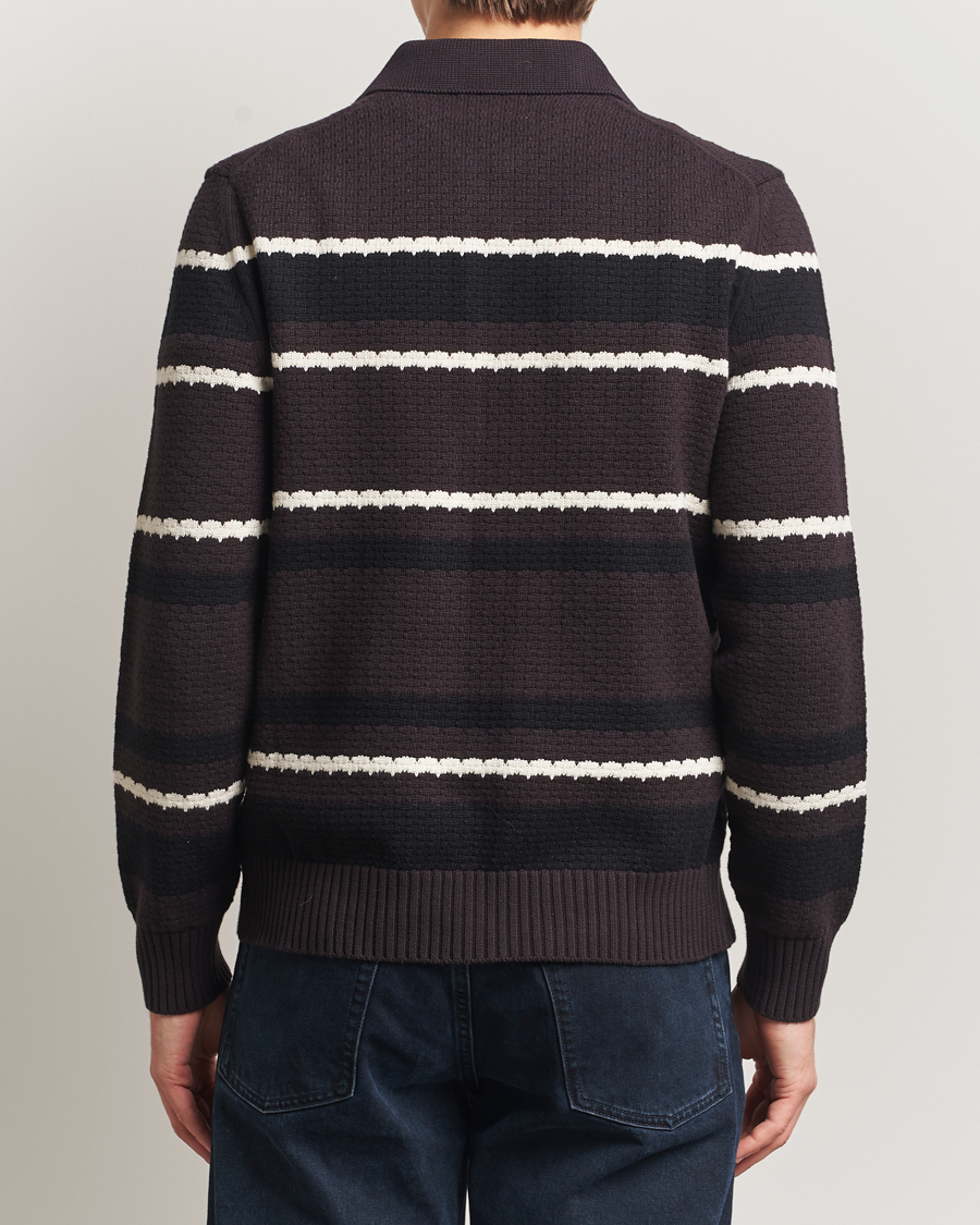 Hombres | Jerséis y prendas de punto | NN07 | Alfie Striped Knitted Polo Dusky Port