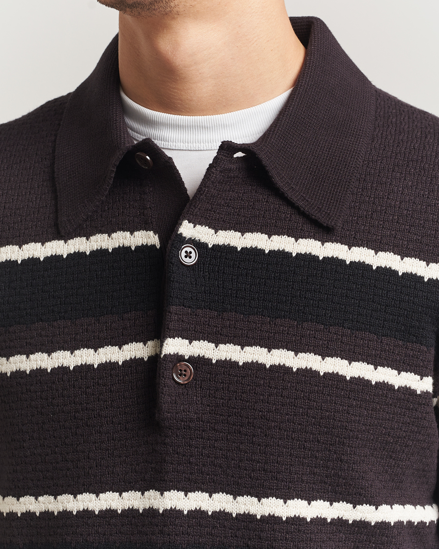 Hombres | Jerséis y prendas de punto | NN07 | Alfie Striped Knitted Polo Dusky Port