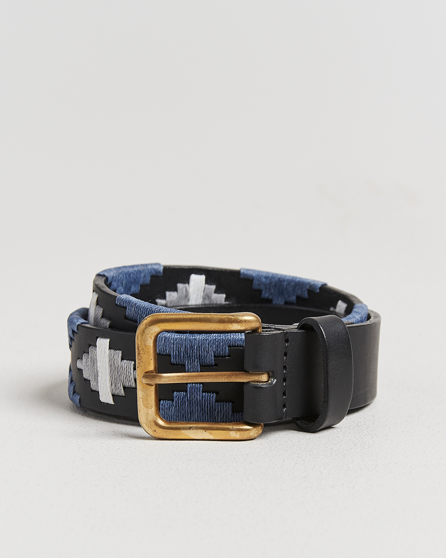 Hombres | Pampeano Sierra Hand Stitched Classic Leather Belt 3,5cm Black | Pampeano | Sierra Hand Stitched Classic Leather Belt 3,5cm Black