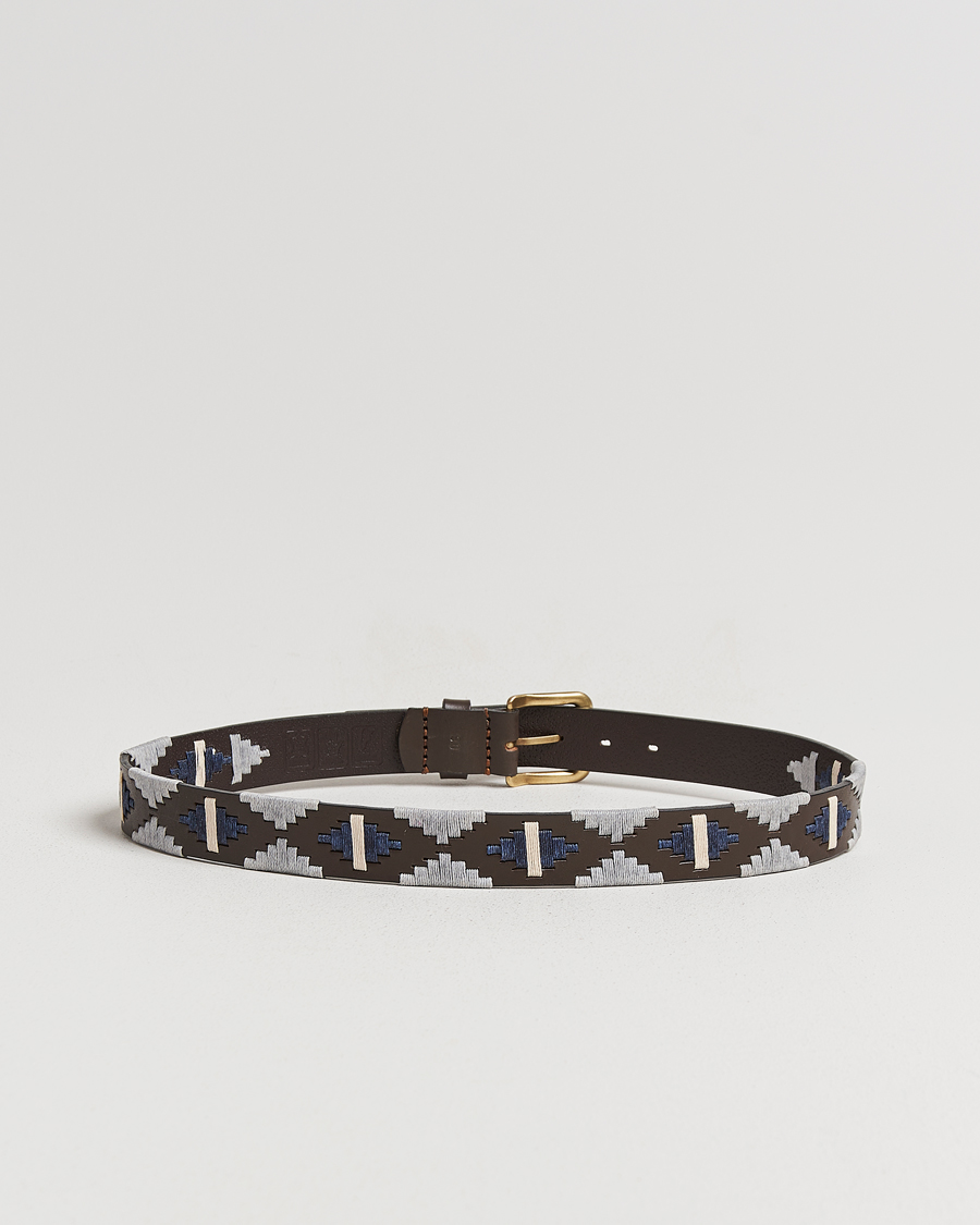 Hombres | Cinturones | Pampeano | Tornado Hand Stitched Classic Leather Belt 3,5cm Brown