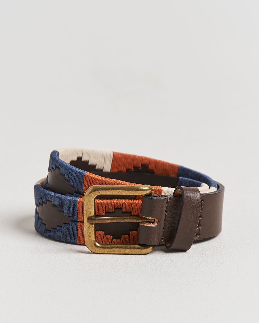 Hombres | Cinturones | Pampeano | Aurora Hand Stitched Classic Leather Belt 3,5cm Orange