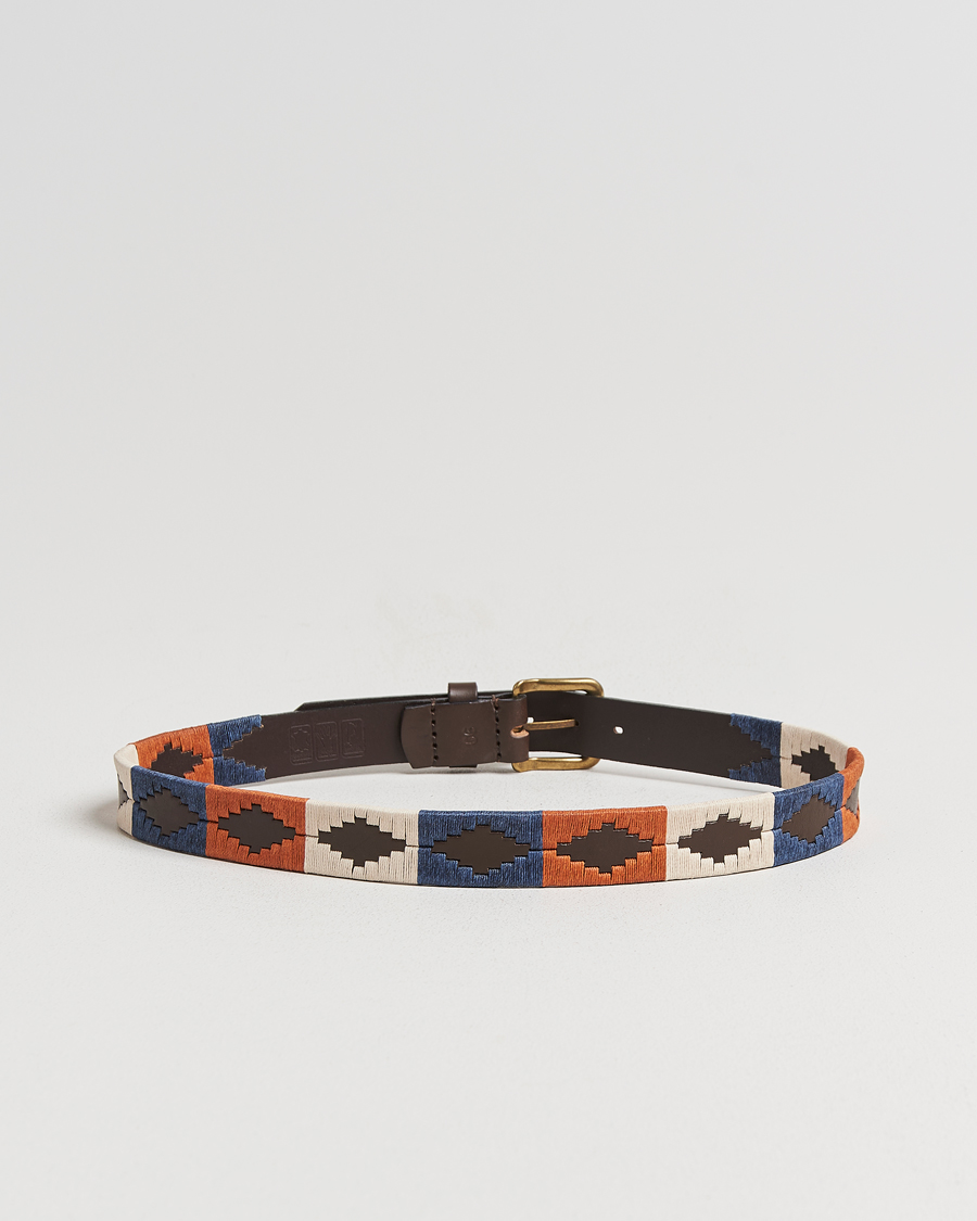 Hombres | Cinturones | Pampeano | Aurora Hand Stitched Classic Leather Belt 3,5cm Orange
