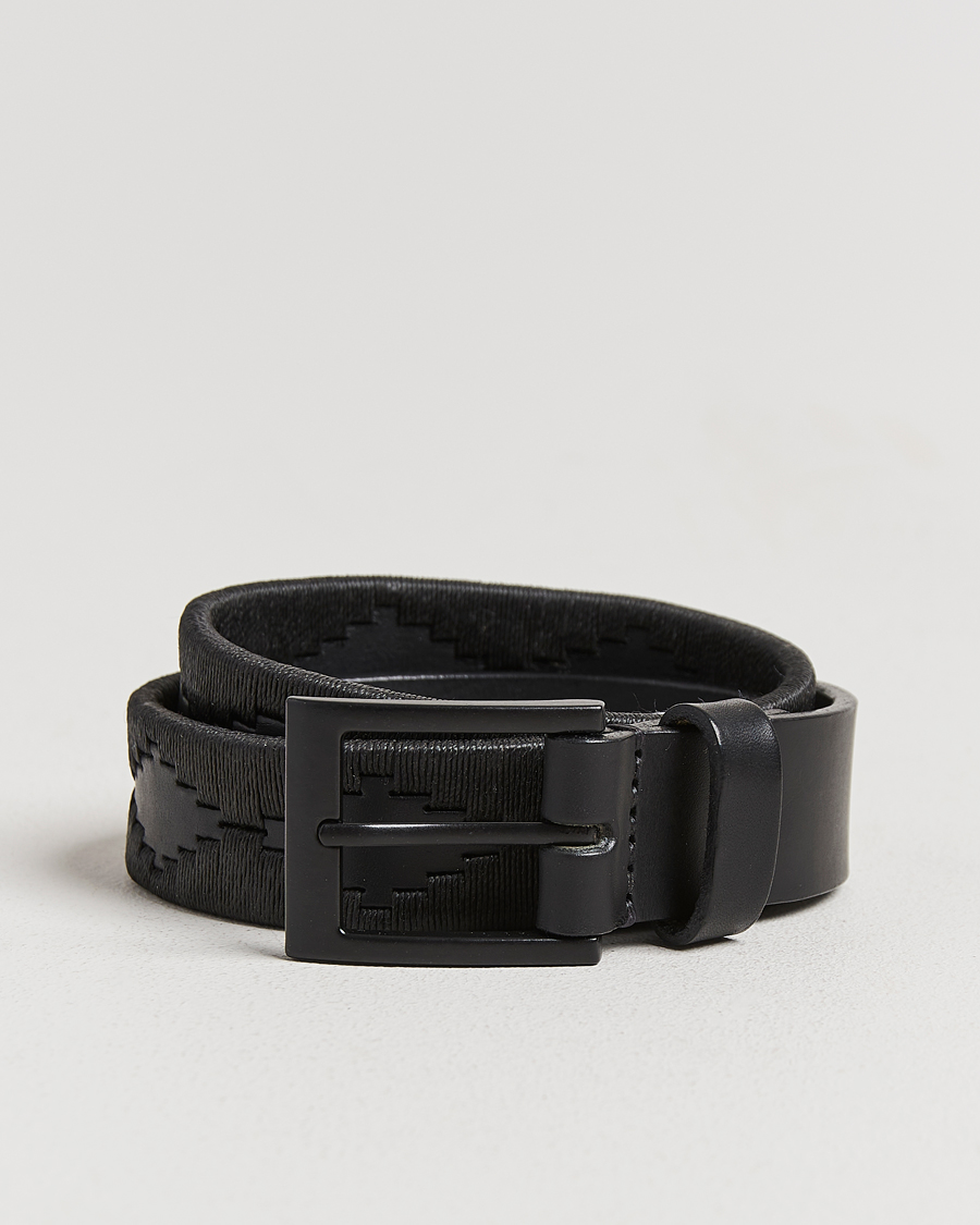 Hombres | Cinturones | Pampeano | Bordado Hand Stitched Classic Leather Belt 3,5cm Black