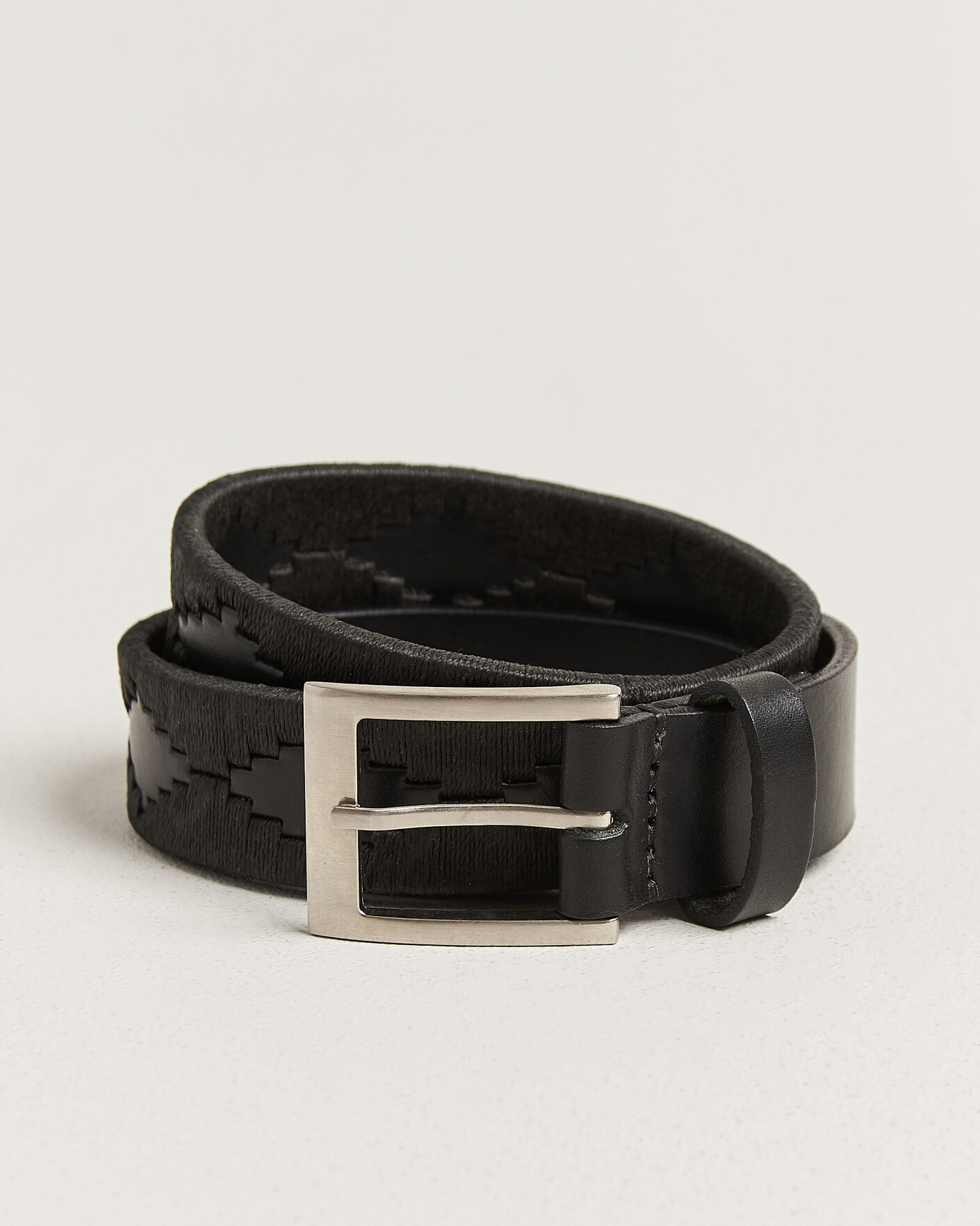 Hombres | Cinturones | Pampeano | Bordado Hand Stitched Classic Leather Belt 3,5cm Black