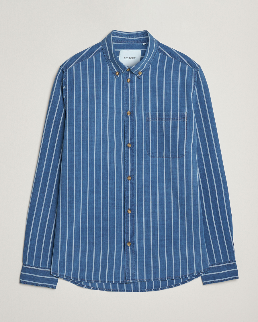 Hombres | Camisas | LES DEUX | Indigo Stripe Shirt Denim Blue