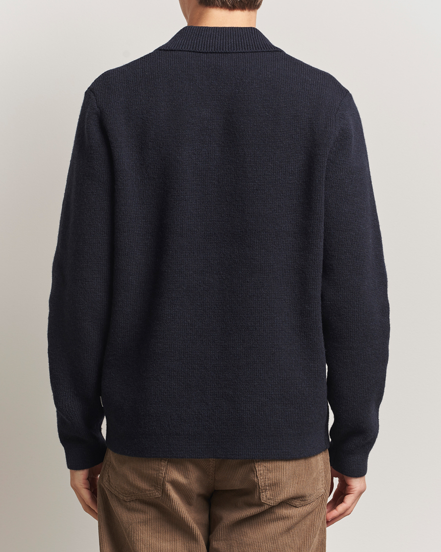 Hombres | Camisas | LES DEUX | Fisher Milano Wool Knit Overshirt Navy