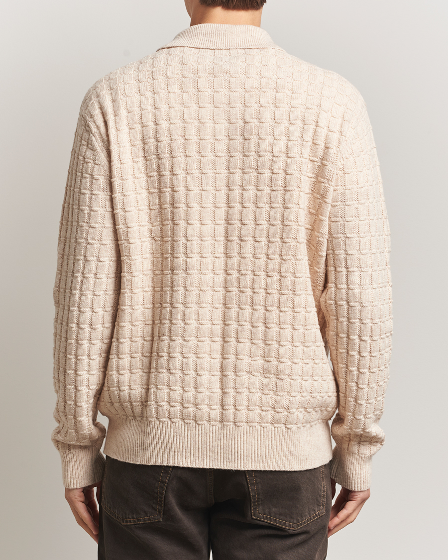 Hombres | Jerséis y prendas de punto | LES DEUX | Gustav Structured Polo Knit Light Sand Melange