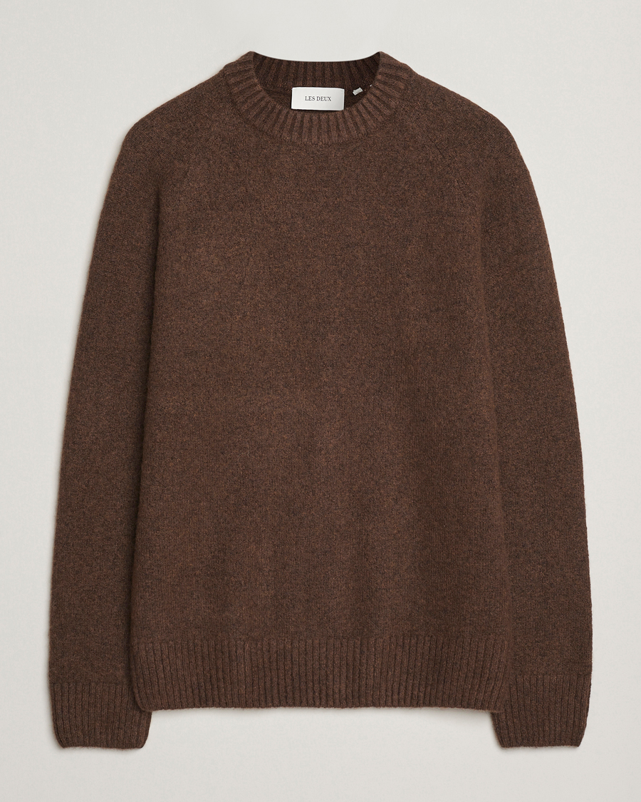 Hombres | Jerséis y prendas de punto | LES DEUX | Gilbert Crew Neck Knit Slate Brown