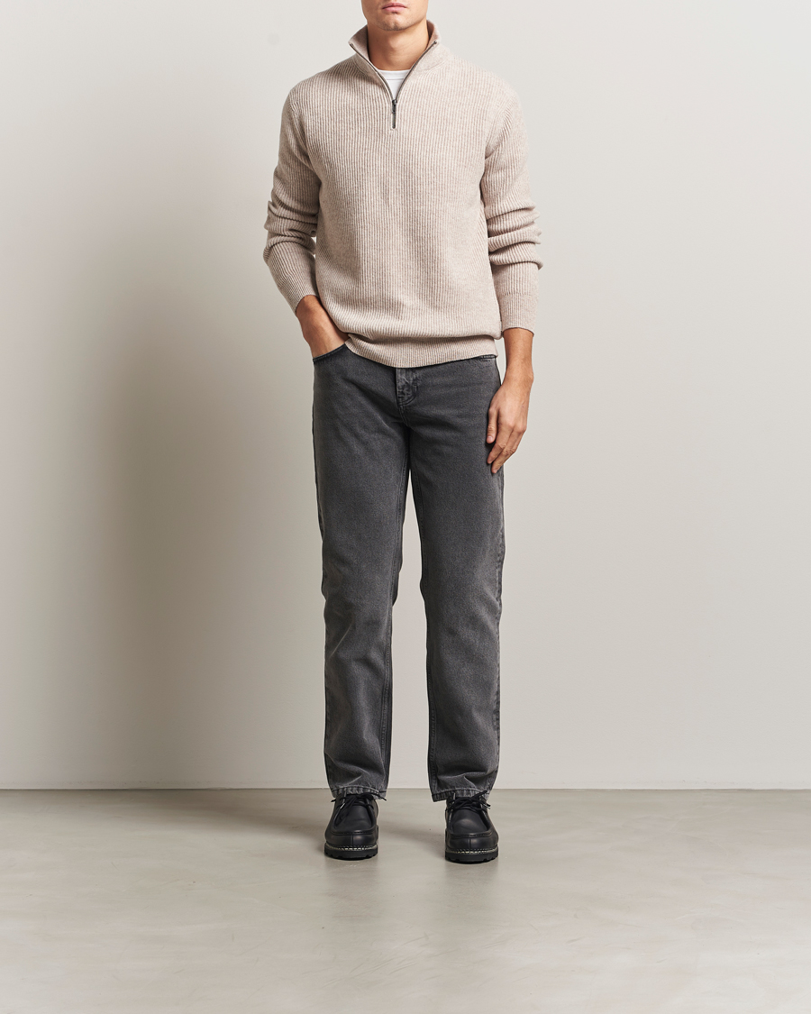 Hombres | Jerséis y prendas de punto | LES DEUX | Eduard Half-Zip Knit Jumper Light Sand