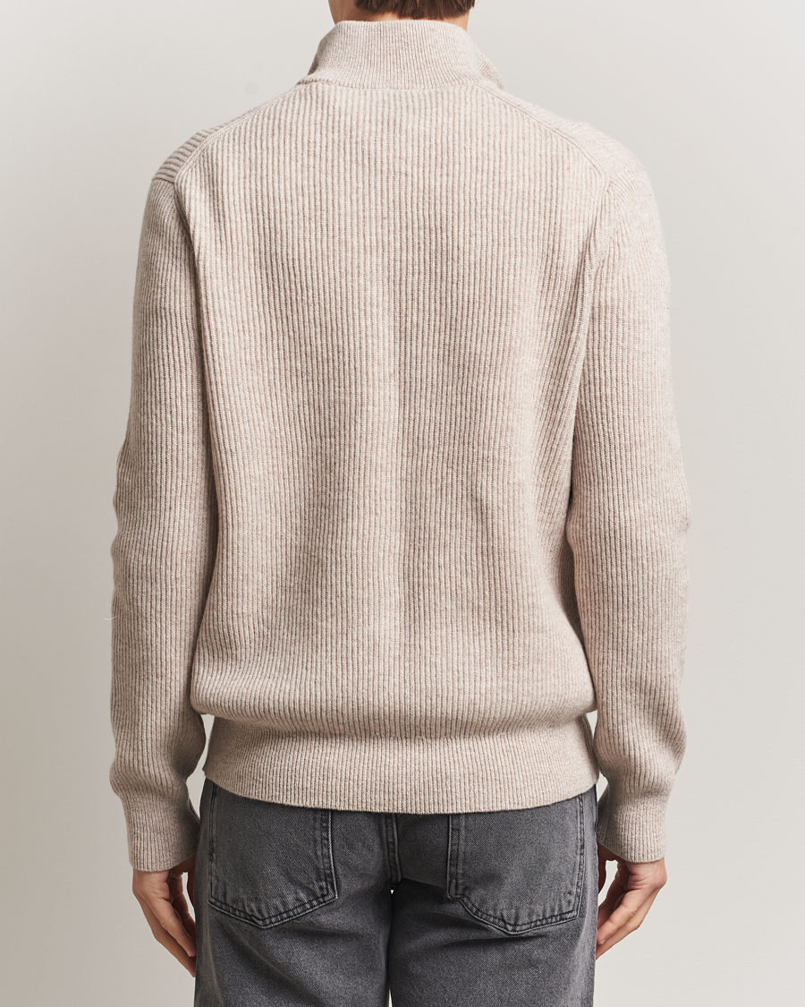 Hombres | Jerséis y prendas de punto | LES DEUX | Eduard Half-Zip Knit Jumper Light Sand