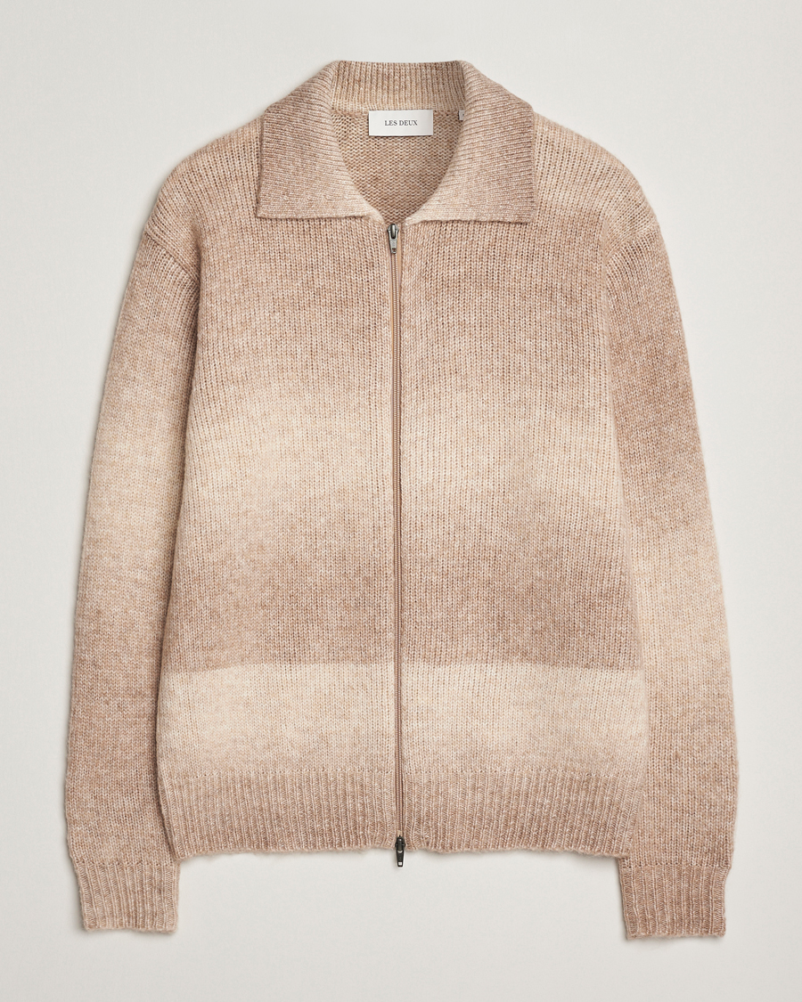 Hombres | Jerséis y prendas de punto | LES DEUX | Gannon Gradient Zipper Cardigan Prairie Sand