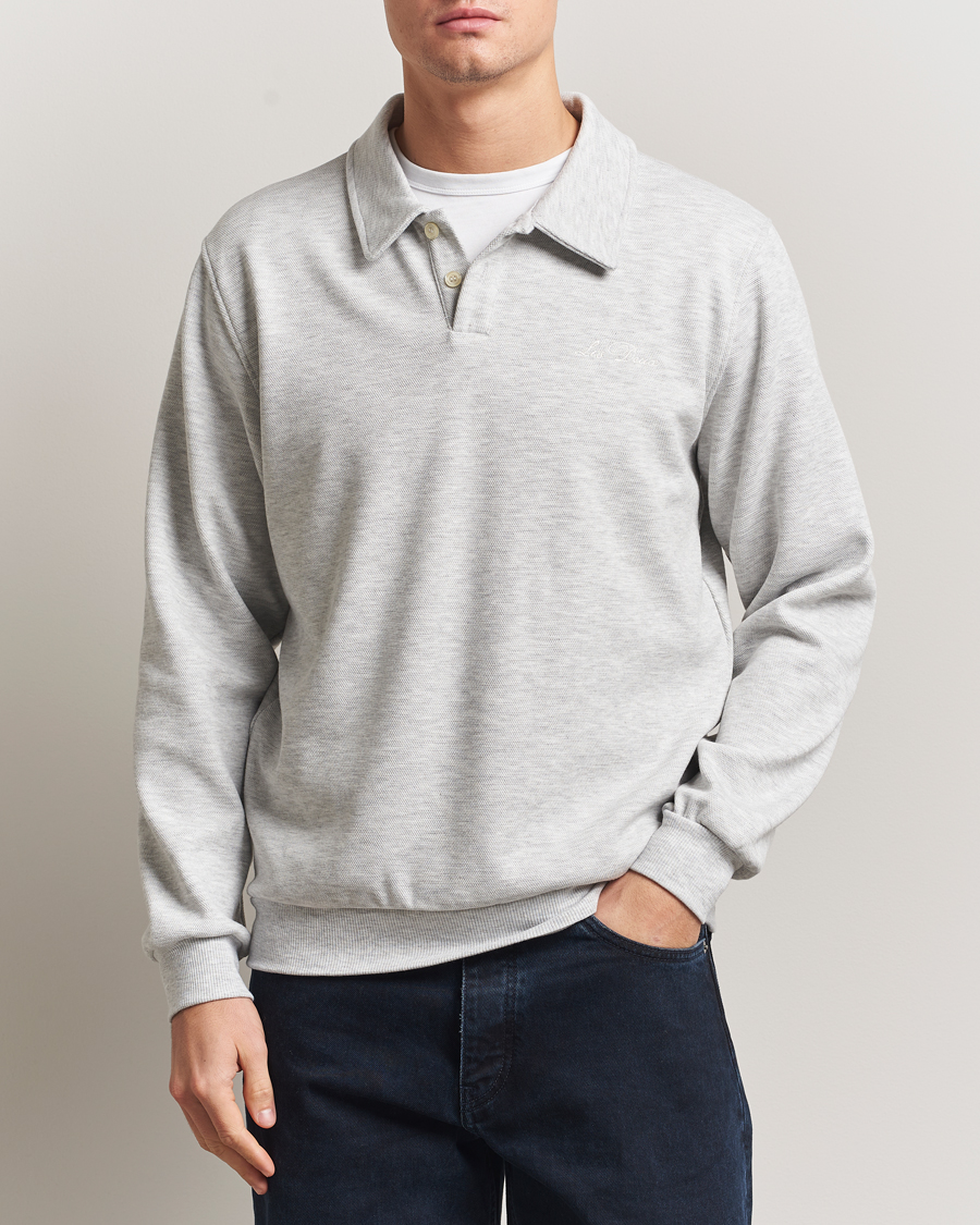 Hombres | Jerséis y prendas de punto | LES DEUX | Ben Polo Pique Sweatshirt Snow Melange