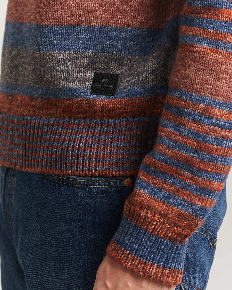 Hombres | Jerséis y prendas de punto | PS Paul Smith | Wool Knitted Striped Sweater Red Multi