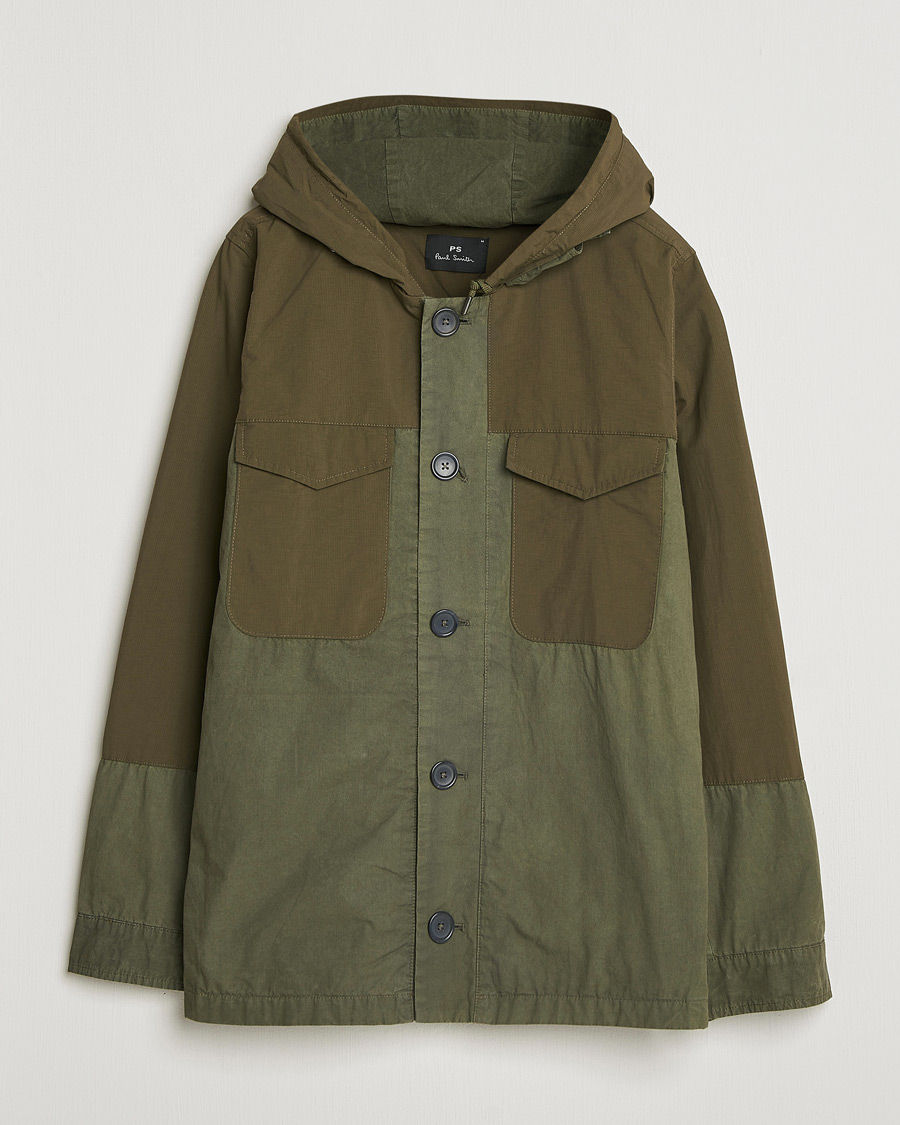 Hombres | Abrigos y chaquetas | PS Paul Smith | Cotton Ripstop Hooded Jacket Dark Green