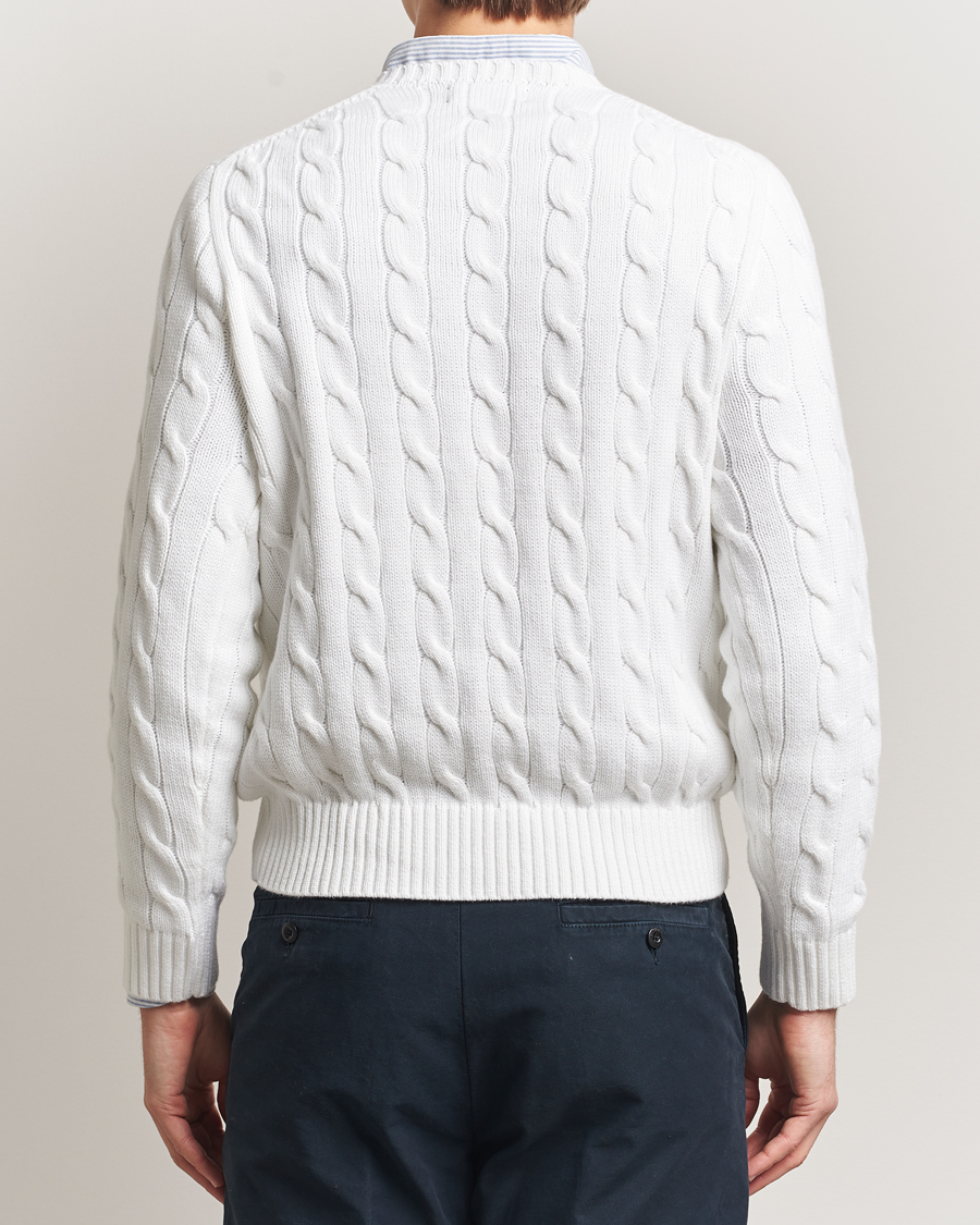 Hombres | Jerséis y prendas de punto | Polo Ralph Lauren | Cotton Cable Flag Sweater Ceramic White