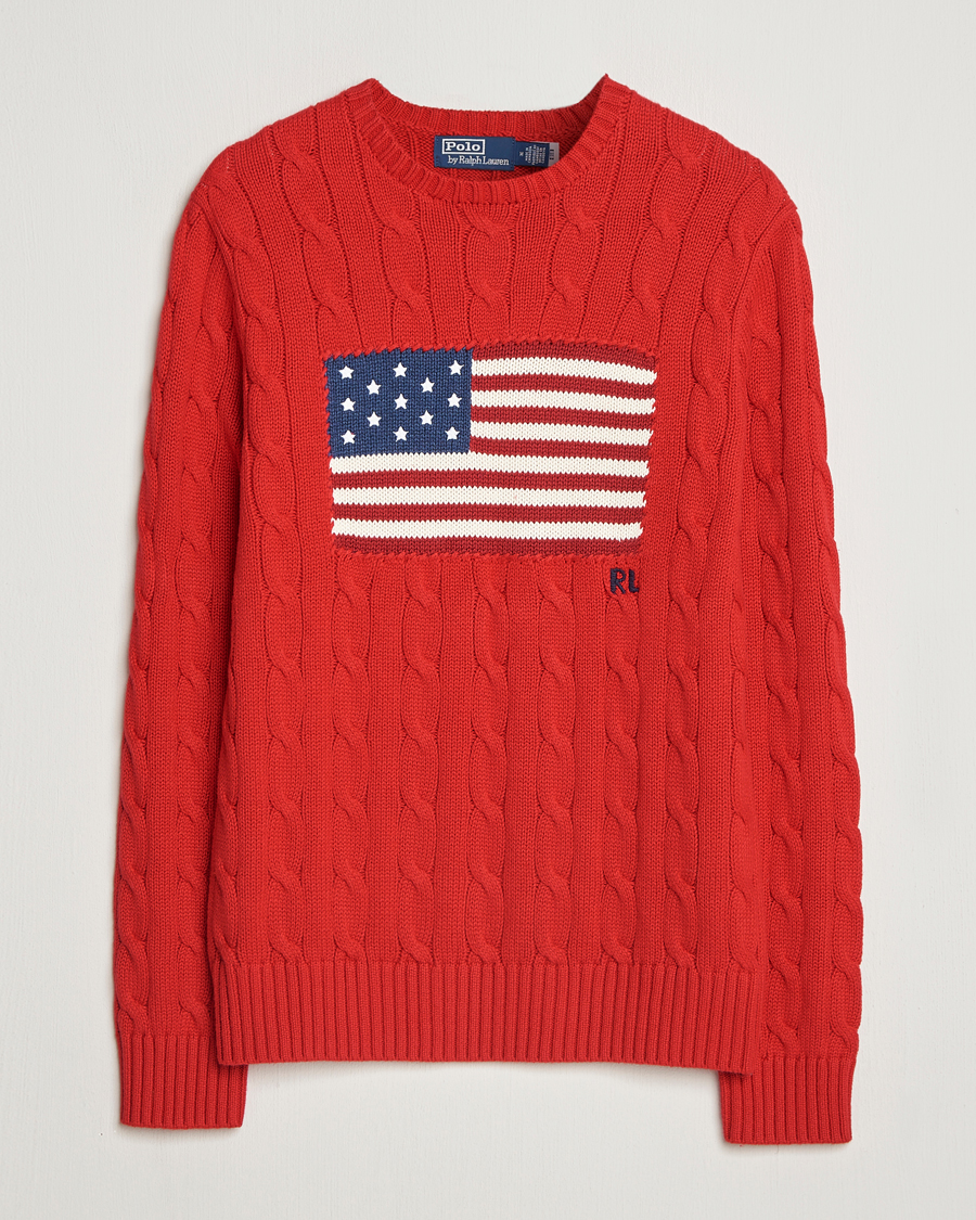 Hombres | Jerséis y prendas de punto | Polo Ralph Lauren | Cotton Cable Flag Sweater RL 2000 Red