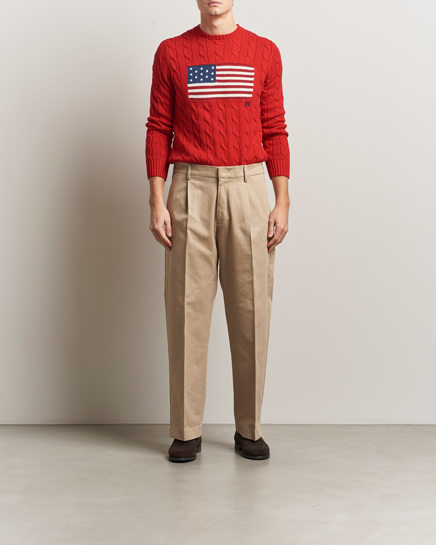 Hombres | Jerséis y prendas de punto | Polo Ralph Lauren | Cotton Cable Flag Sweater RL 2000 Red