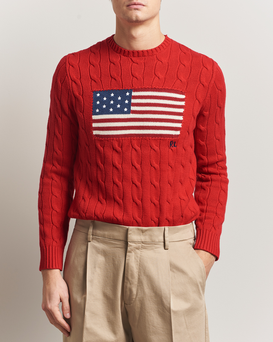 Hombres | Jerséis y prendas de punto | Polo Ralph Lauren | Cotton Cable Flag Sweater RL 2000 Red