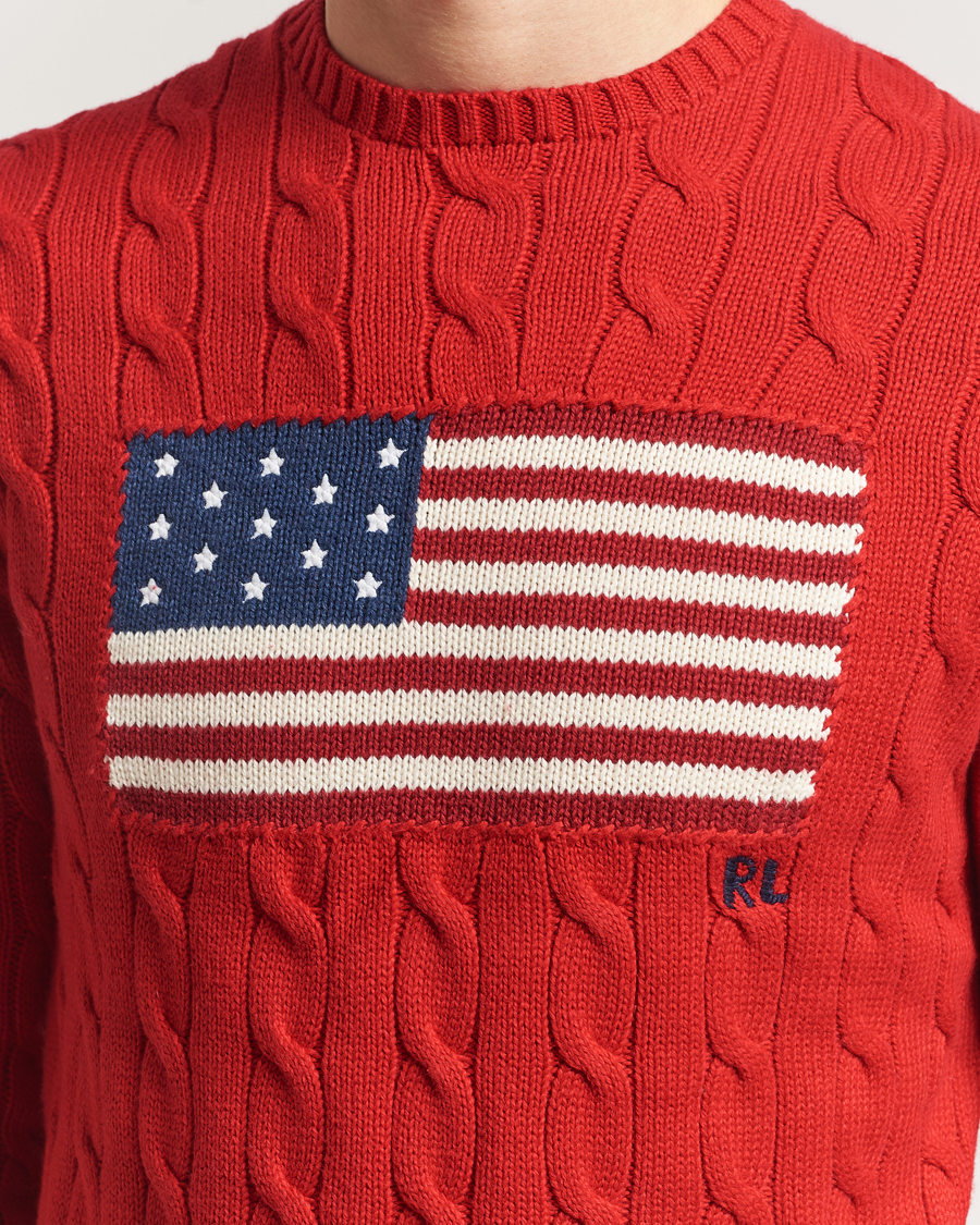 Hombres | Jerséis y prendas de punto | Polo Ralph Lauren | Cotton Cable Flag Sweater RL 2000 Red
