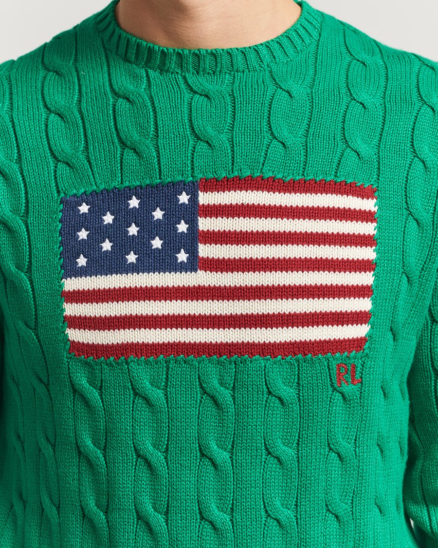 Hombres | Jerséis y prendas de punto | Polo Ralph Lauren | Cotton Cable Flag Sweater Billiard Green