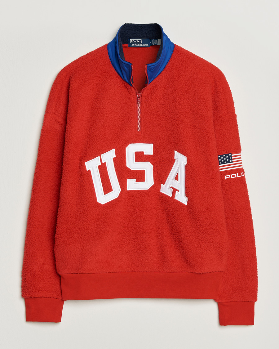 Hombres | Jerséis y prendas de punto | Polo Ralph Lauren | Polar Half Zip USA Fleece RL 2000 Red