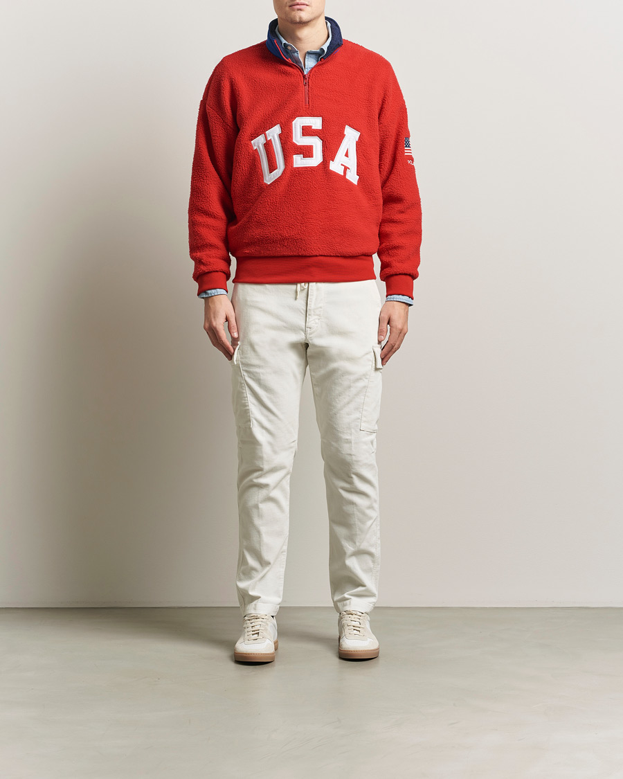Hombres | Jerséis y prendas de punto | Polo Ralph Lauren | Polar Half Zip USA Fleece RL 2000 Red