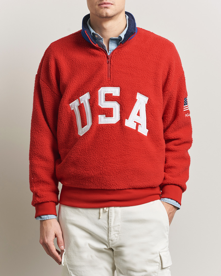 Hombres | Jerséis y prendas de punto | Polo Ralph Lauren | Polar Half Zip USA Fleece RL 2000 Red