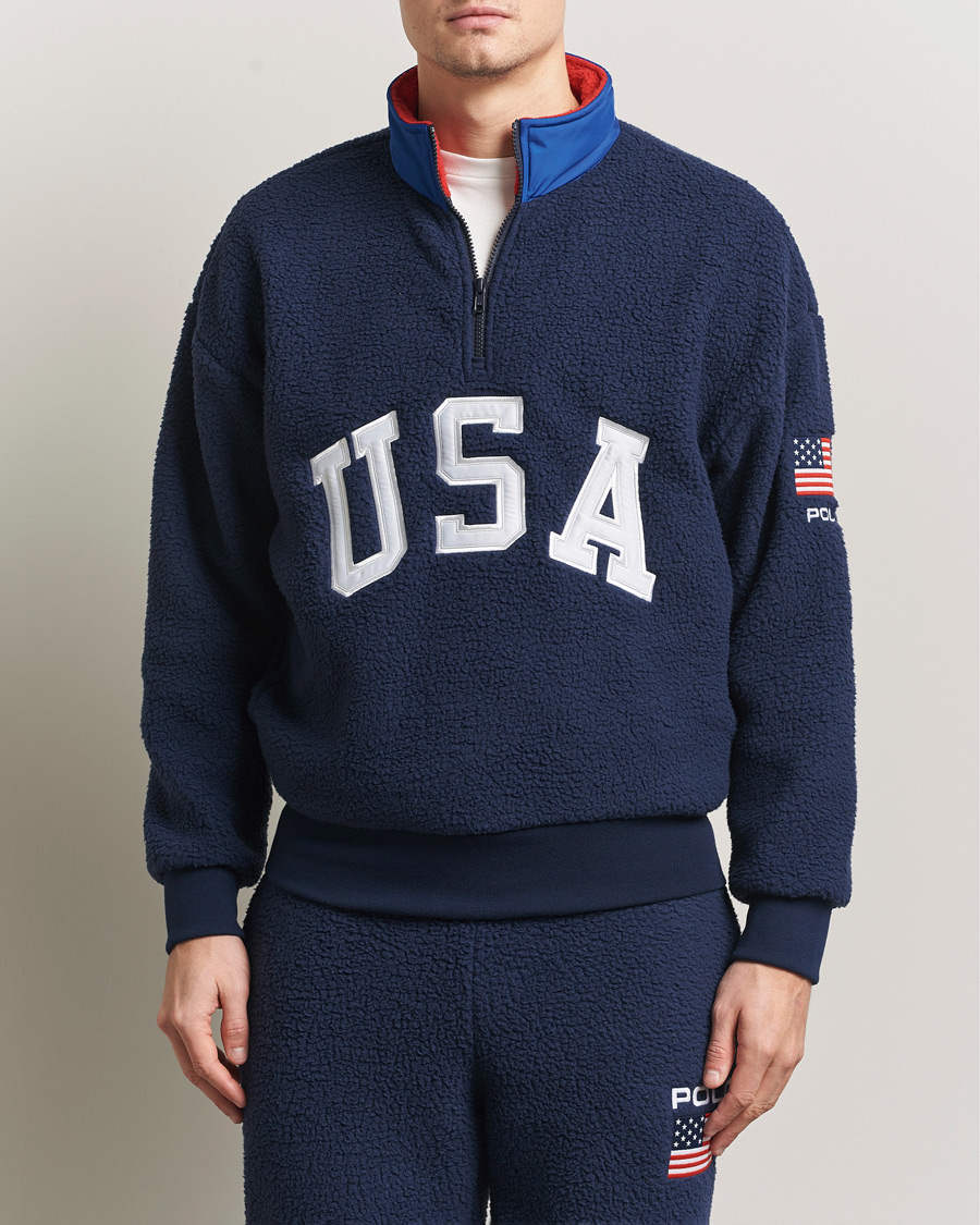 Hombres | Jerséis y prendas de punto | Polo Ralph Lauren | Polar Half Zip USA Fleece Refined Navy