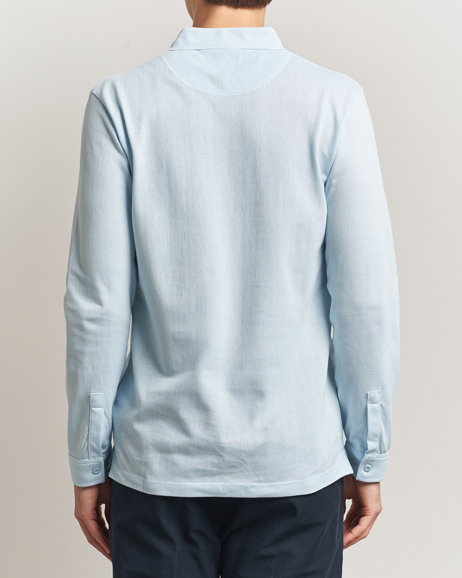 Hombres | Polos | Sunspel | Long Sleeve Riviera Polo Shirt Frost Blue