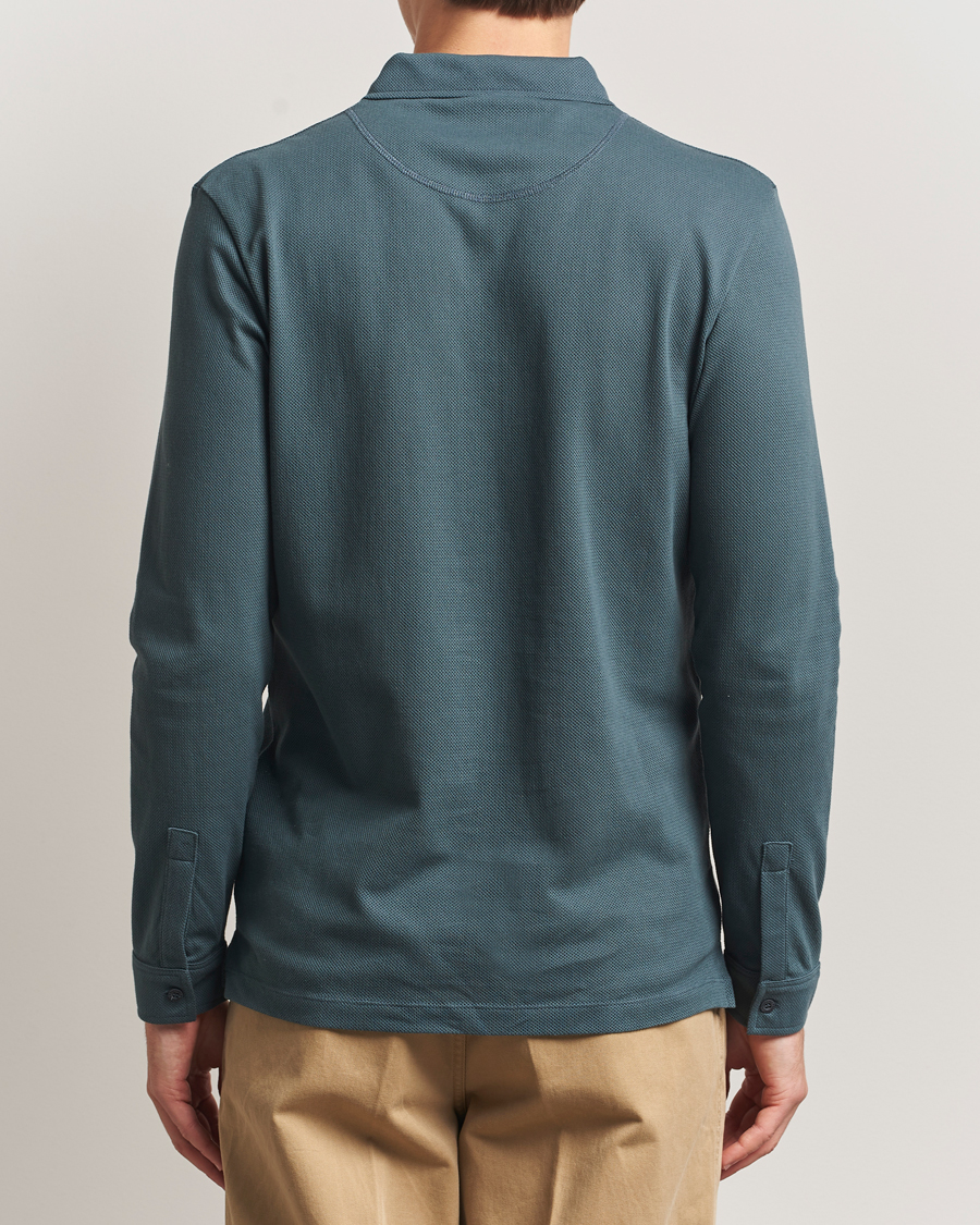 Hombres | Polos | Sunspel | Long Sleeve Riviera Polo Shirt Dark Petrol