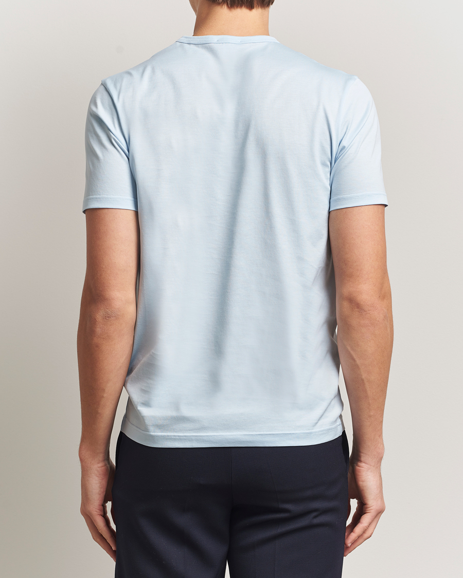 Hombres | Camisetas | Sunspel | Crew Neck Q82 Cotton T-Shirt Frost Blue