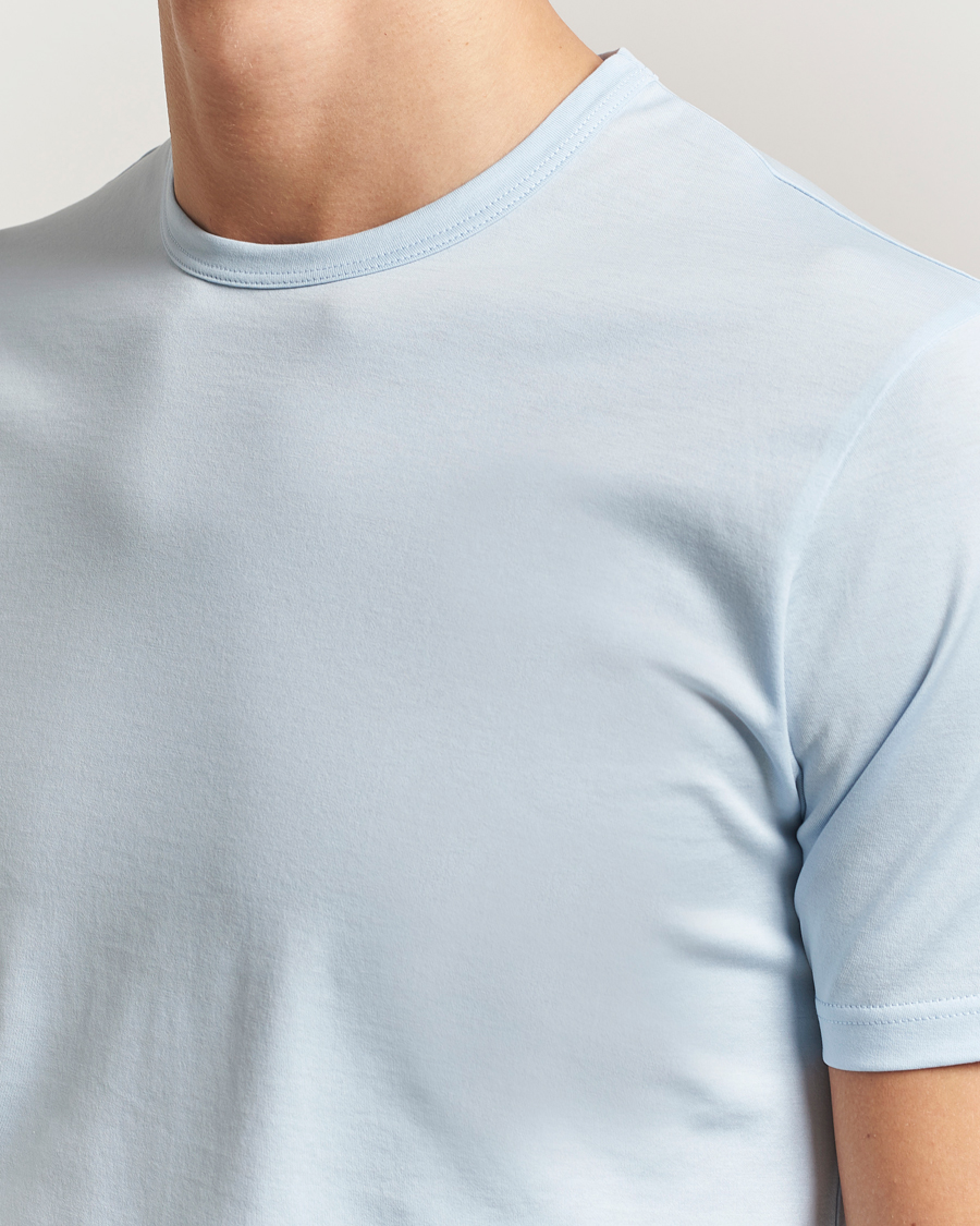 Hombres | Camisetas | Sunspel | Crew Neck Q82 Cotton T-Shirt Frost Blue