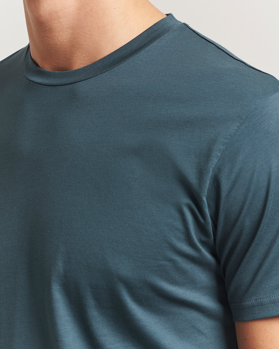 Hombres | Camisetas | Sunspel | Riviera Midweight T-Shirt Dark Petrol