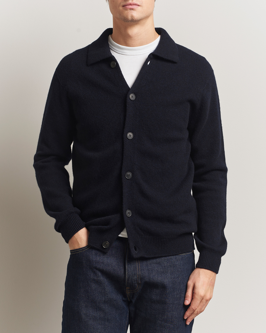 Hombres | Jerséis y prendas de punto | Sunspel | Lambswool Cardigan Dark Navy