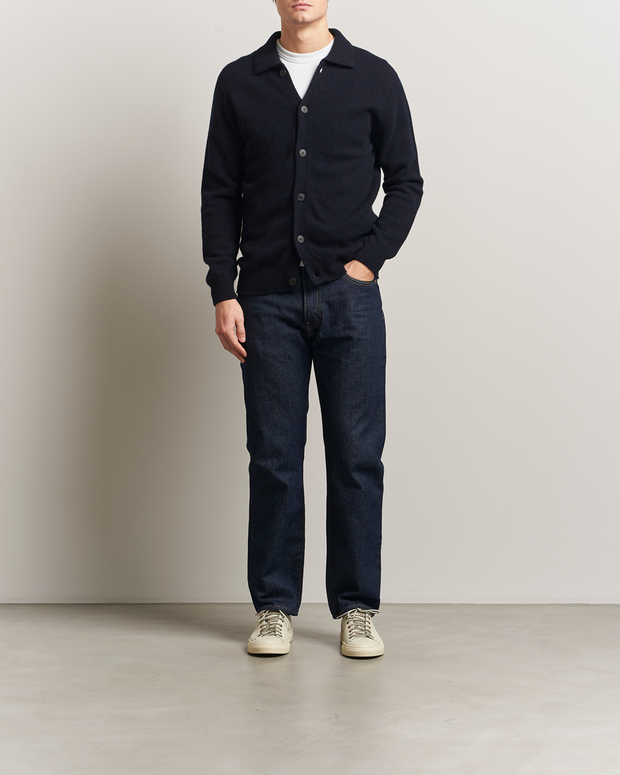 Hombres | Jerséis y prendas de punto | Sunspel | Lambswool Cardigan Dark Navy