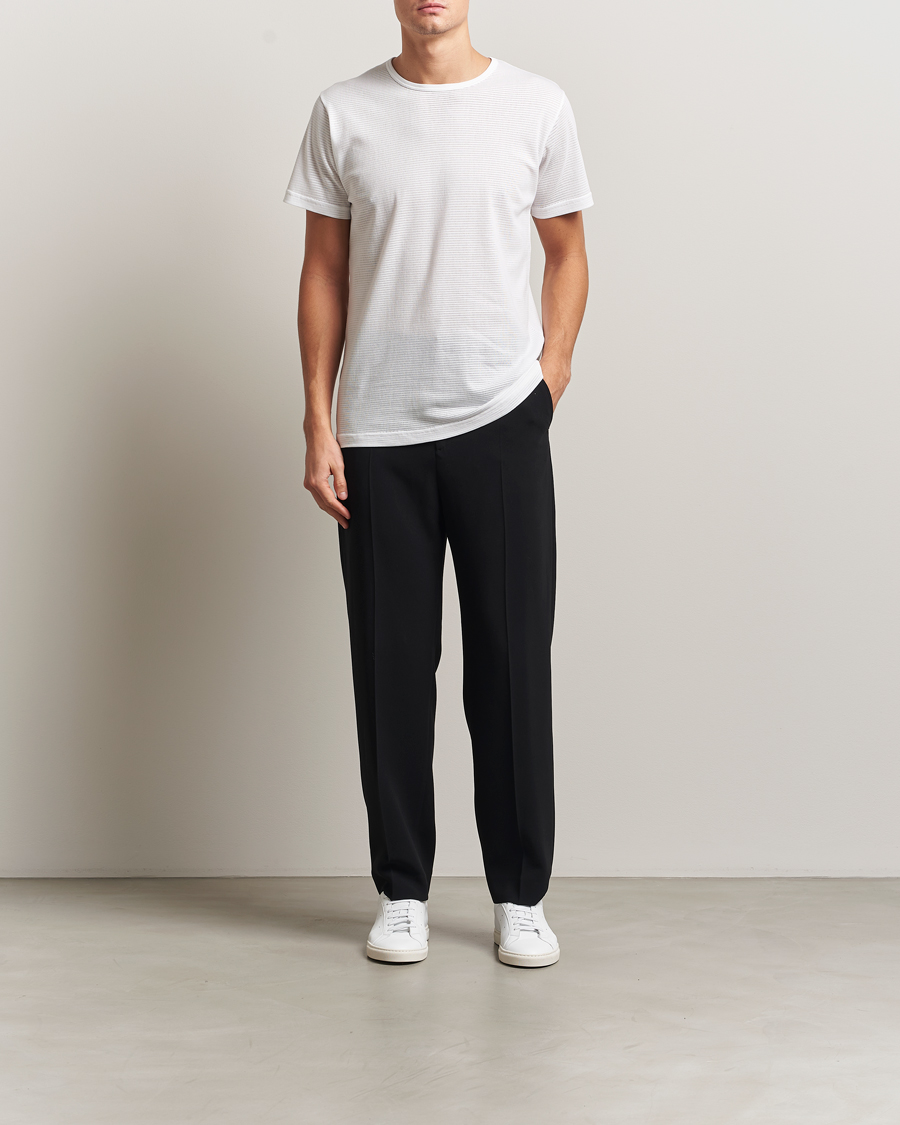 Hombres | Camisetas | Sunspel | Cellular Underwear T-Shirt White