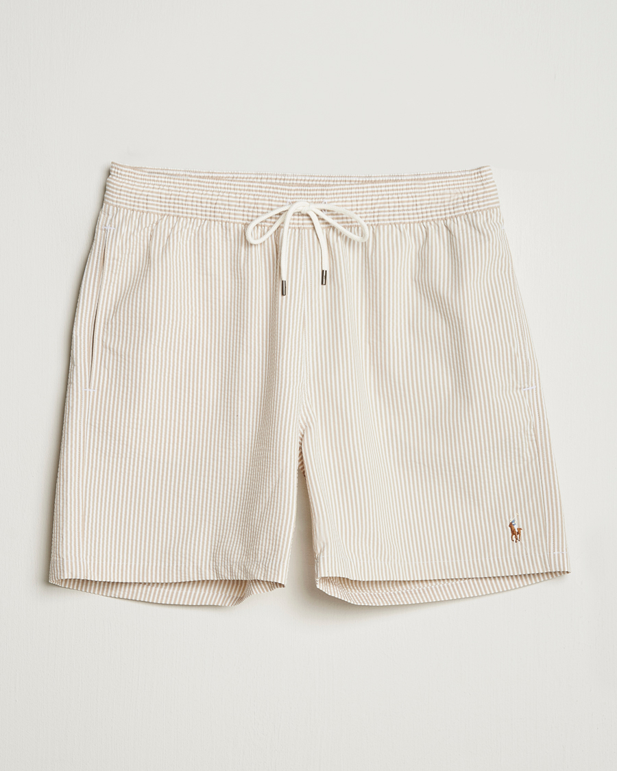 Hombres | Bañadores | Polo Ralph Lauren | Traveler Mid Trunk Seersucker Beige